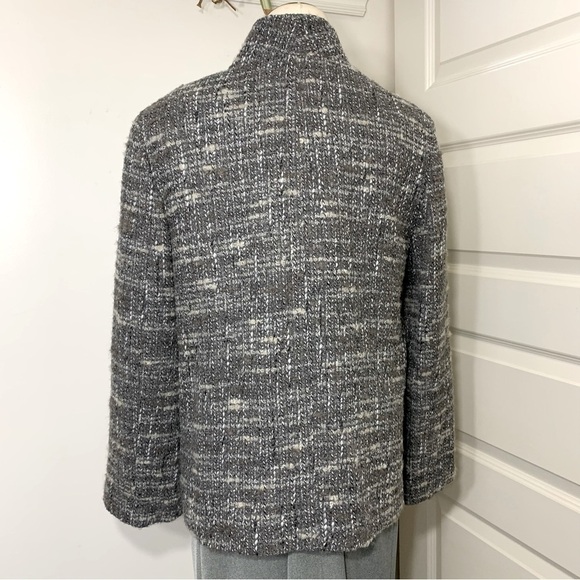J jill tweed blazer jacket wool blend BGray Sz M Retro 60s Twee Classic - Picture 6 of 13